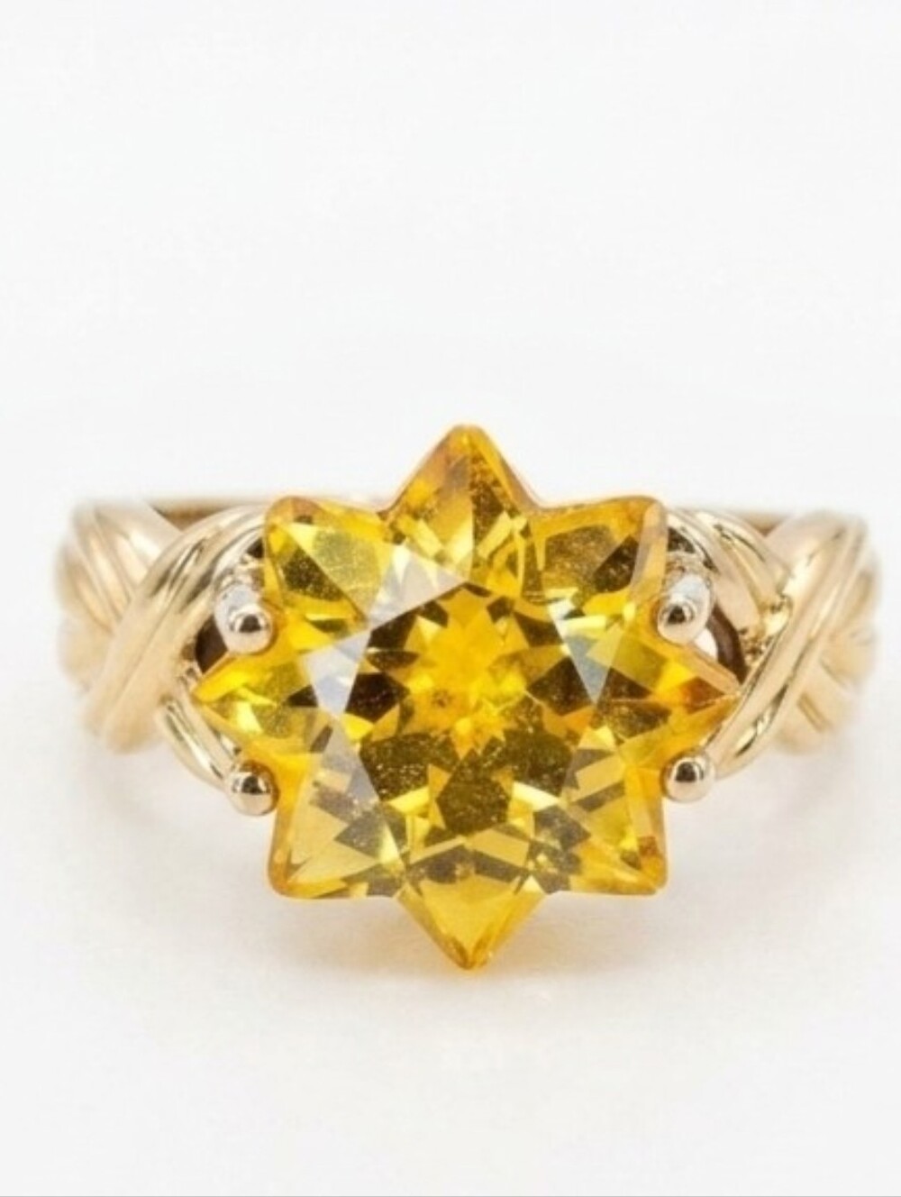 Vintage Yellow Citrine Ring 18K Vermeil Size 8!